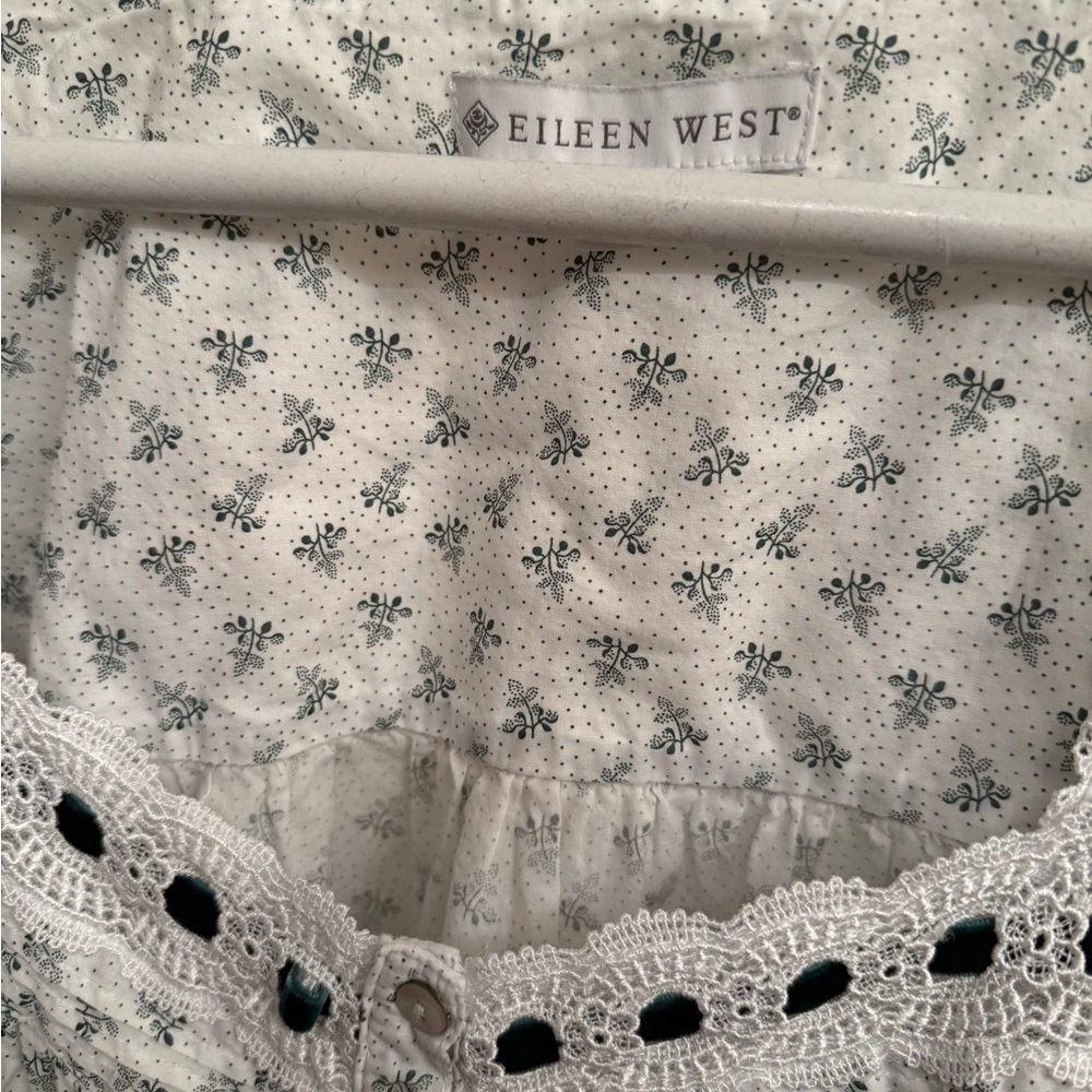 Eileen West Ballet Night Gown Long Sleeve 100% Cotton, Lace with velvet ribbon - Picture 14 of 15